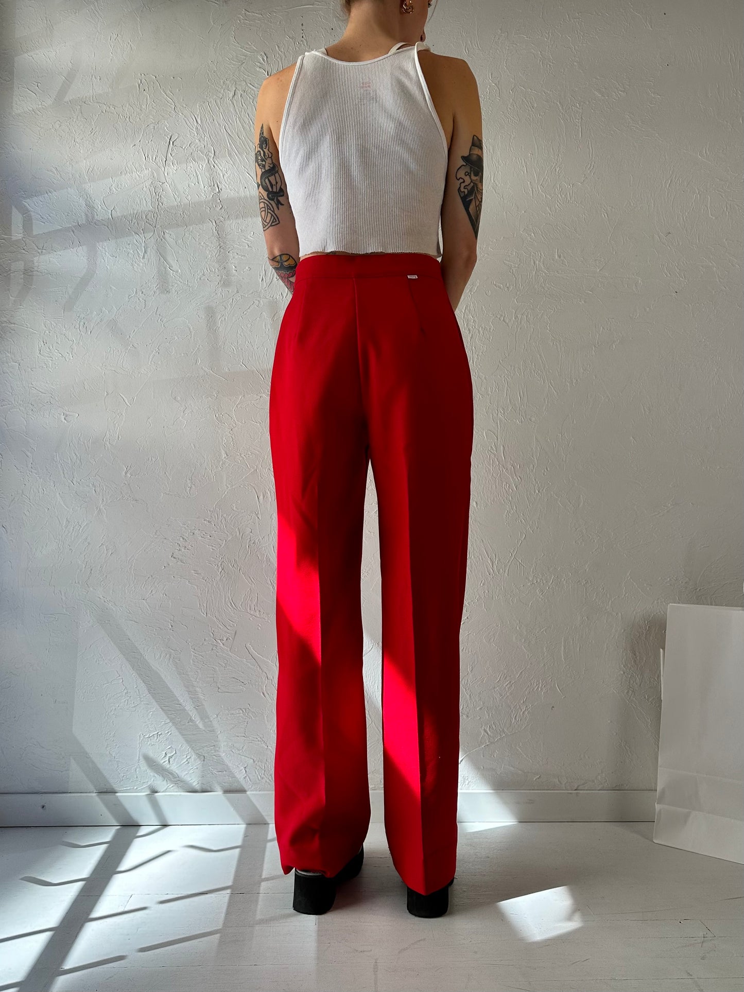 70s 'Levis' Red Wide Leg Pants / Small - Medium