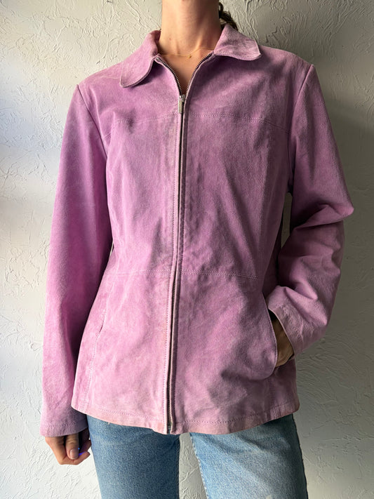 Y2k 'Jessica' Purple Minimalist Suede Jacket / Large