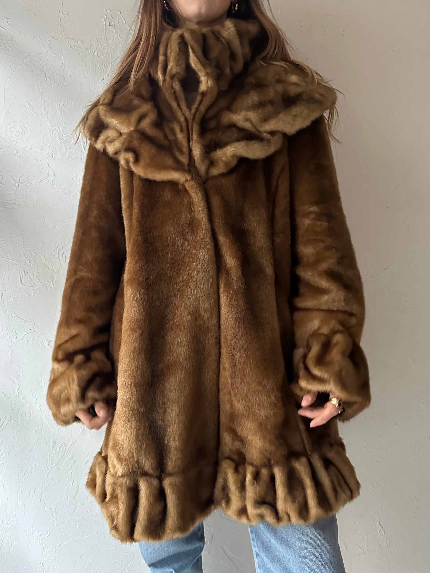 Y2k 'Jones New York' Faux Fur Coat / XL