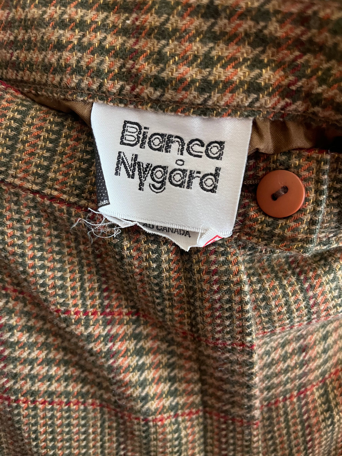 80s 'Bianca Nygard' Brown Plaid Preppy Academia High Waist Fall Trouser Pants / Meidum