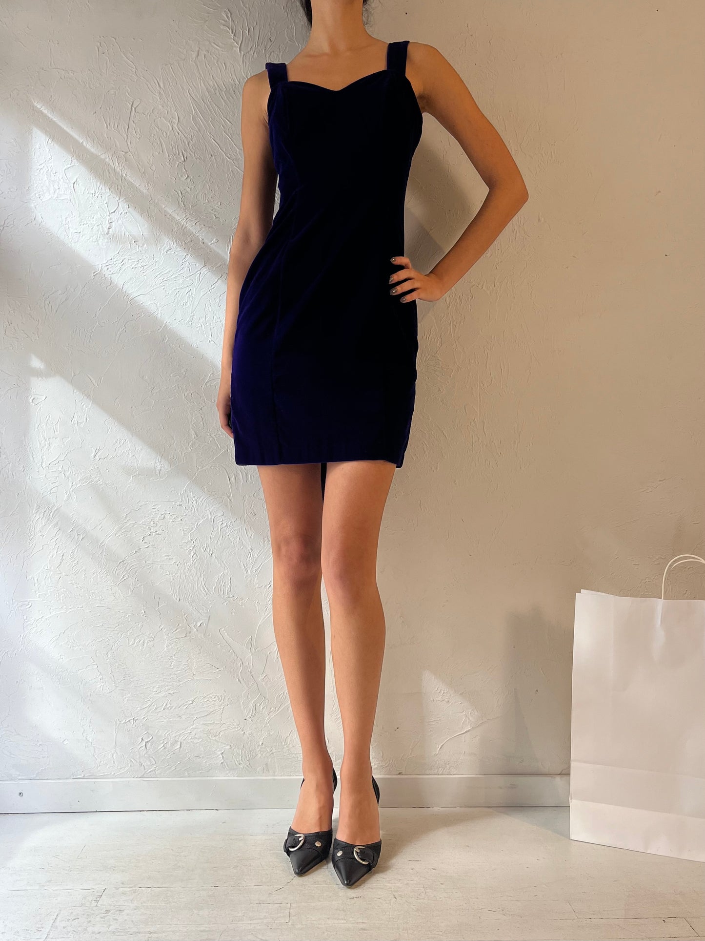 90s 'Steppin Out' Purple Velvet Party Dress / Small