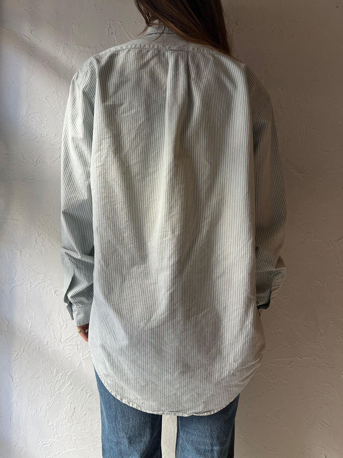Vintage 'Ralph Lauren' Striped Thick Cotton Button Up Shirt / Medium