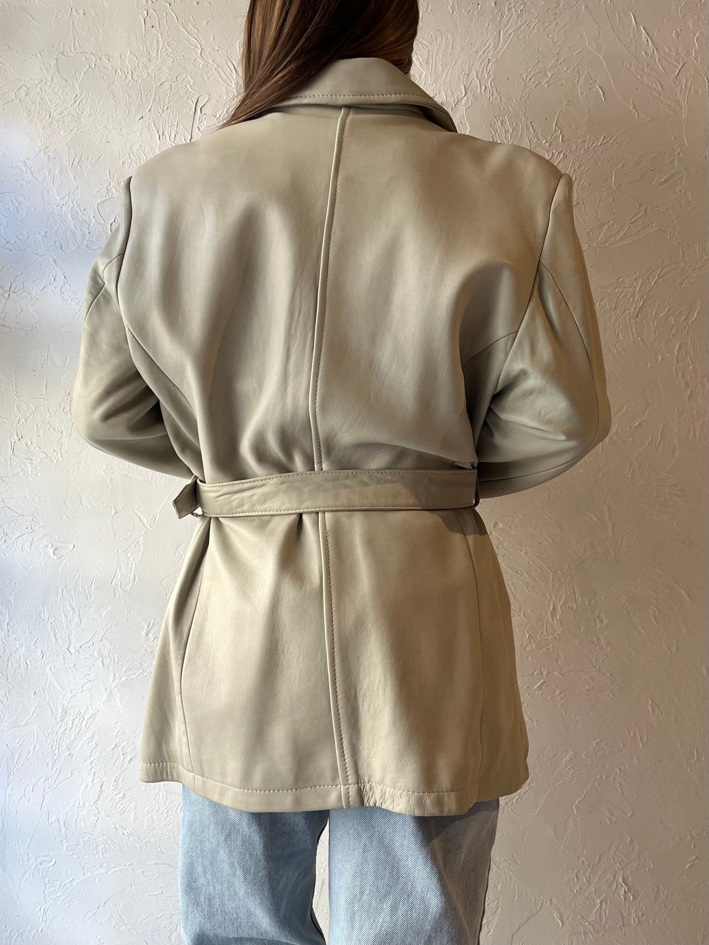 90s ‘Altin Ok’ Cream Leather Jacket / Large