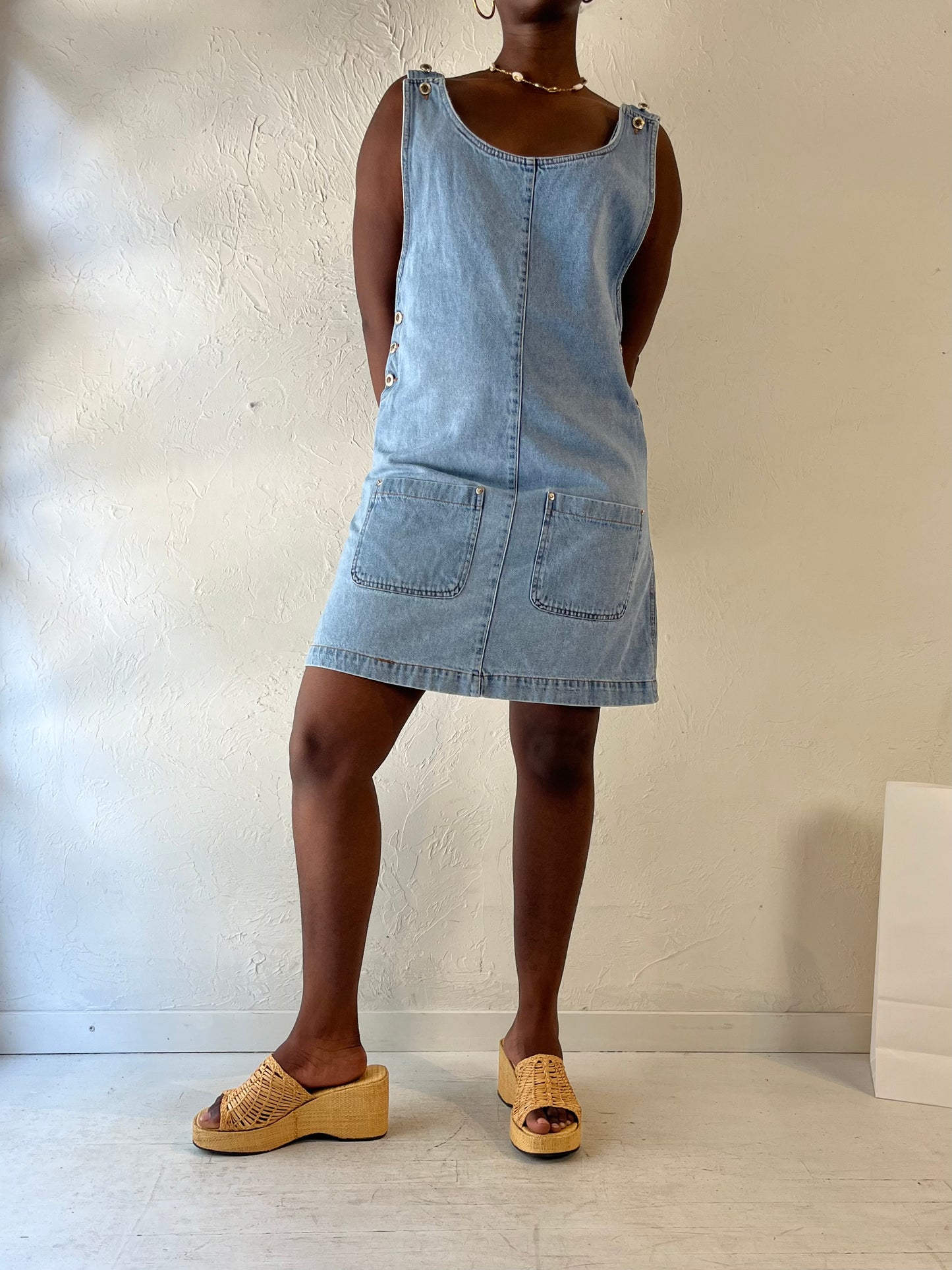 Y2k 'Savannah' Sleevless Denim Dress / Large