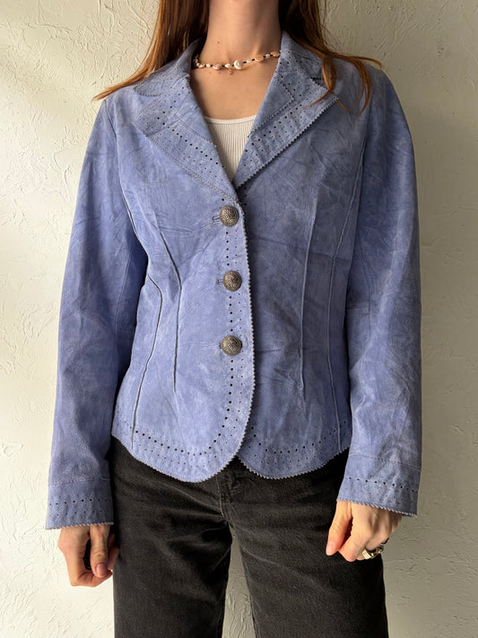 Y2K 'Coldwater Creek' Purple Suede Jacket / Vintage 2000s Retro Minimalist Blazer / Medium