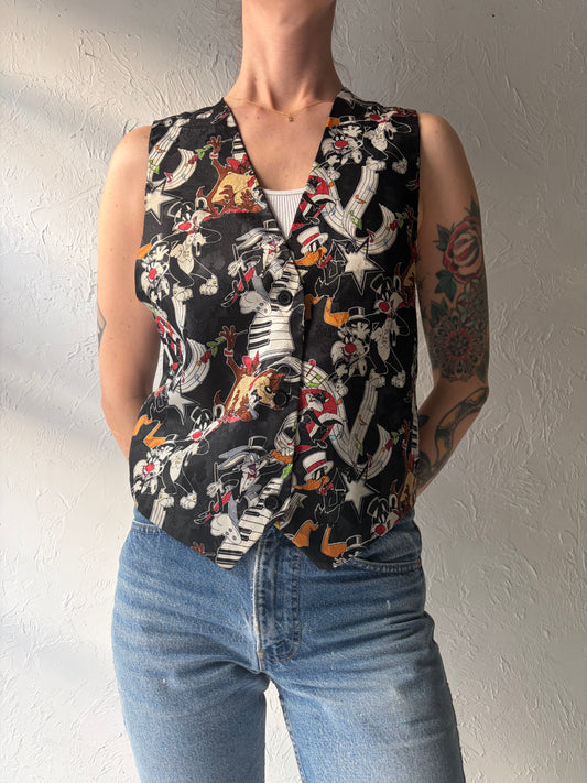 90s Looney Tunes Retro Cartoon Vest / Vintage 1990s Character Graphic Novelty Vest / Medium