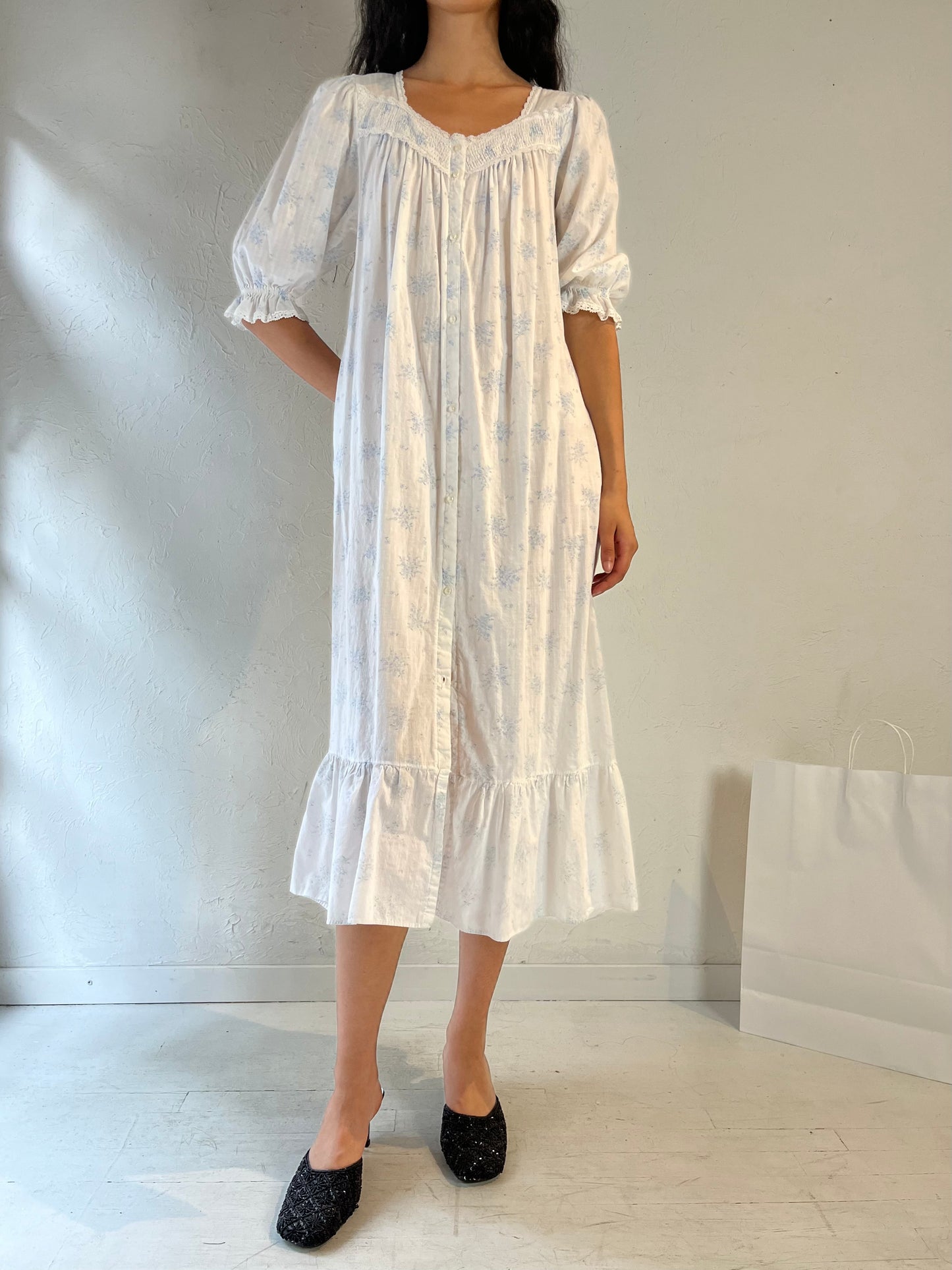 70s 'Miss Elaine' Cotton Maxi Dress / Union Made / Small