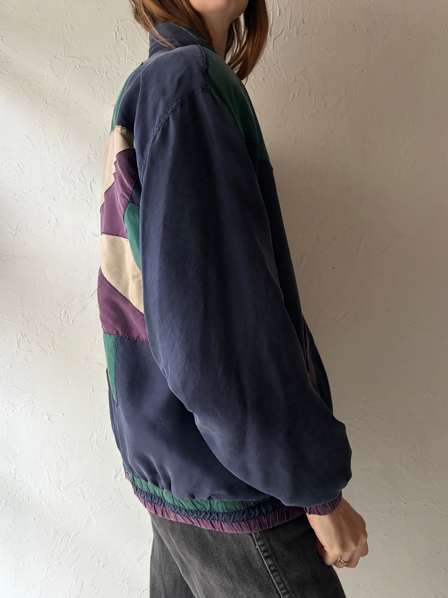 90s 'Partners' Silk Bomber Jacket / Medium