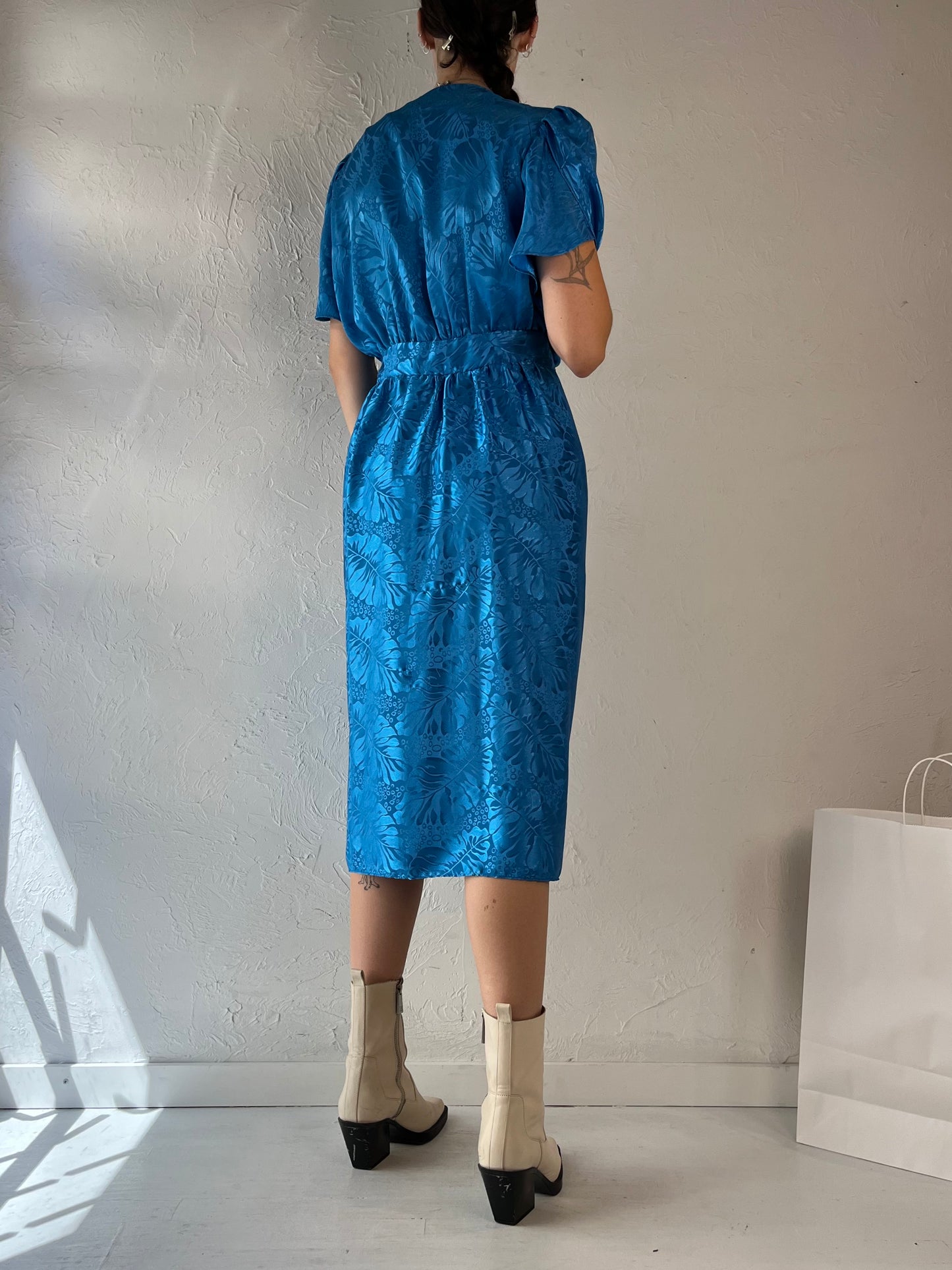 80s 'Orite Petite' Blue Silky Dress / Union Made / Medium