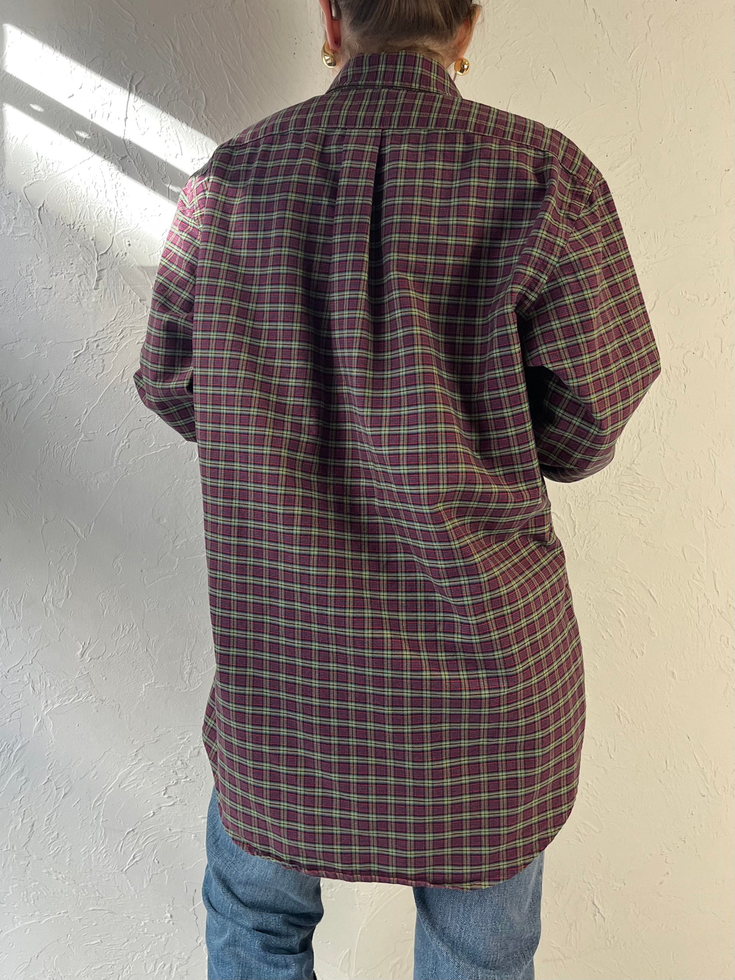 Y2k 'Ralph Lauren' Plaid Button Up Cotton Shirt / Medium