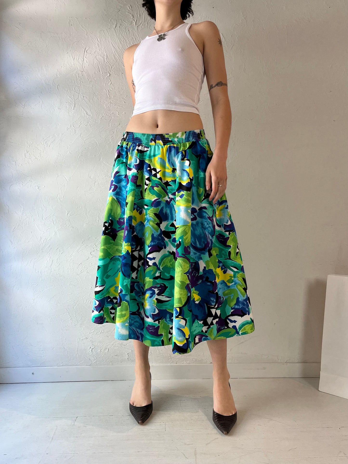 90s 'Tumbleweed' Cotton Midi Skirt / Small - Medium