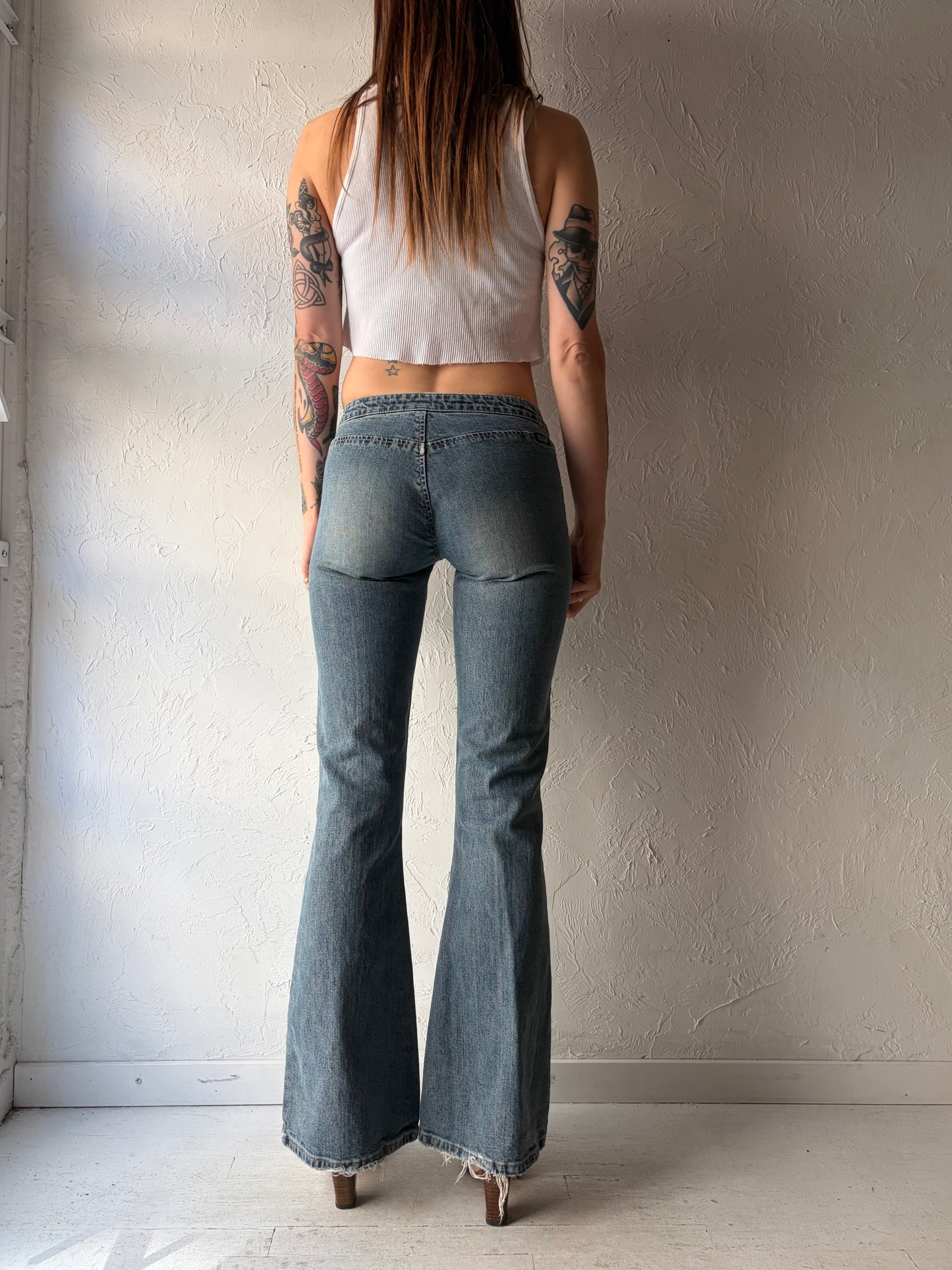 Y2k 'Silver' Low Rise Flare Stretch Jeans / 27