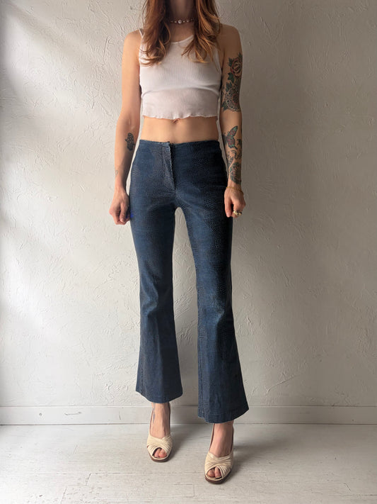 90s ‘Santa Barbra' Retro Blue Patterned Streetwear Trousers / Vintage 2000s Rockstar Pants / Small