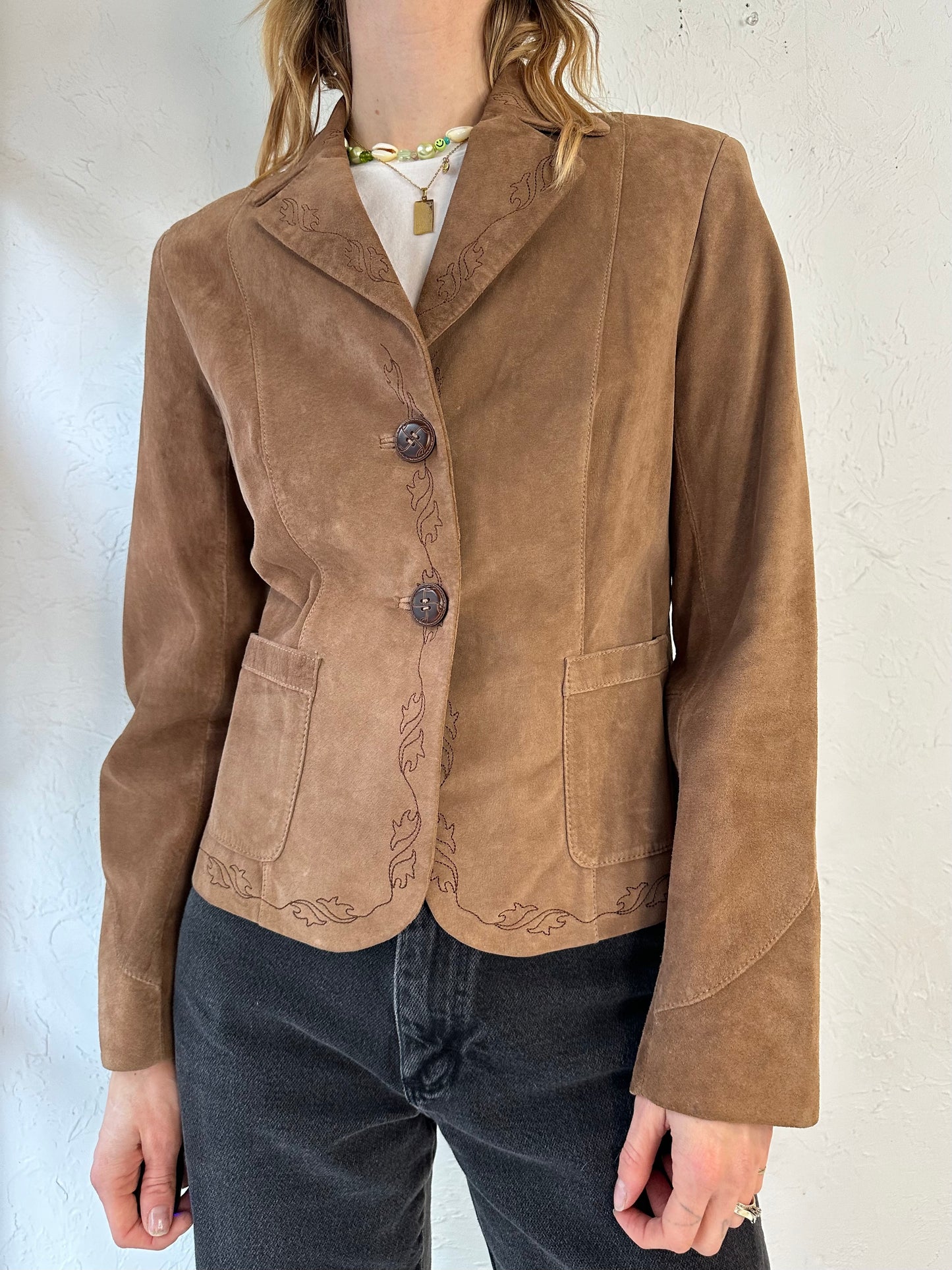 Y2k 'Nygard' Suede Leather Blazer Jacket / Small - Medium