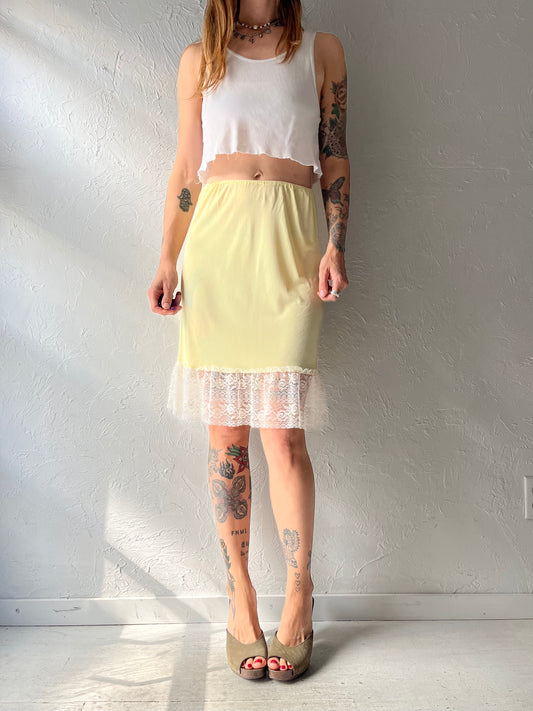 Vintage Yellow Romanic Minimalist Cottagecore Slip Mini Skirt / Small