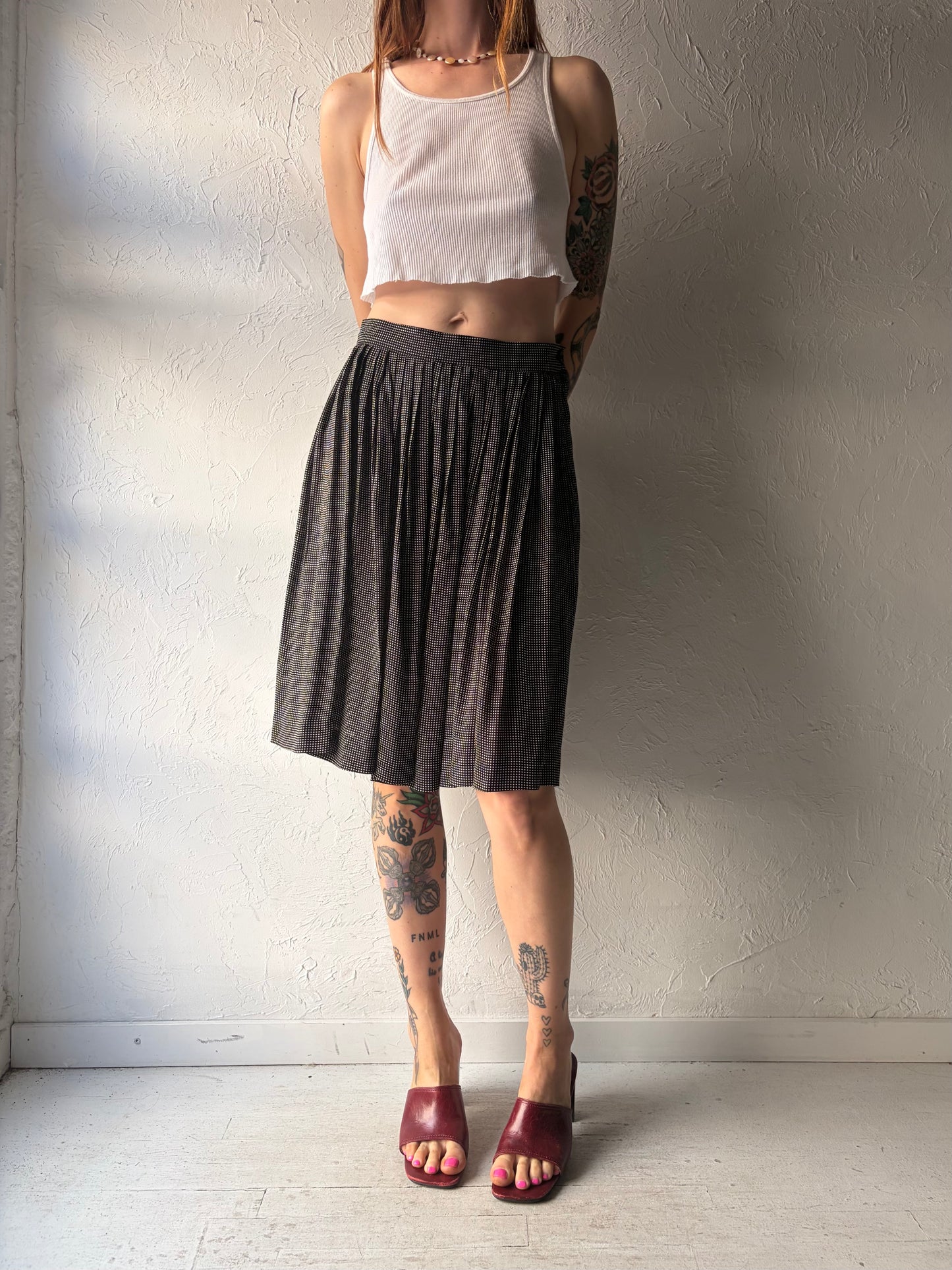 90s 'Jones New York' Polka Dot Skirt / Medium
