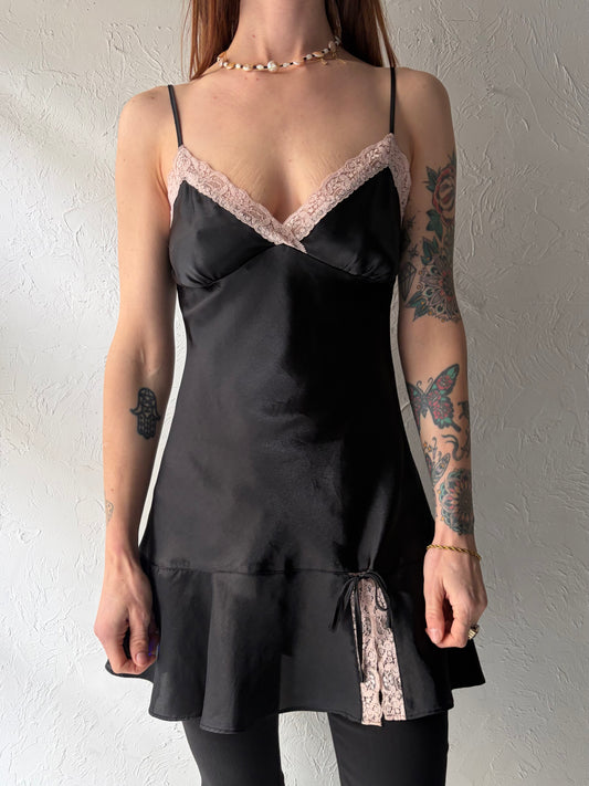 Y2K Black Slip Dress Top / Small
