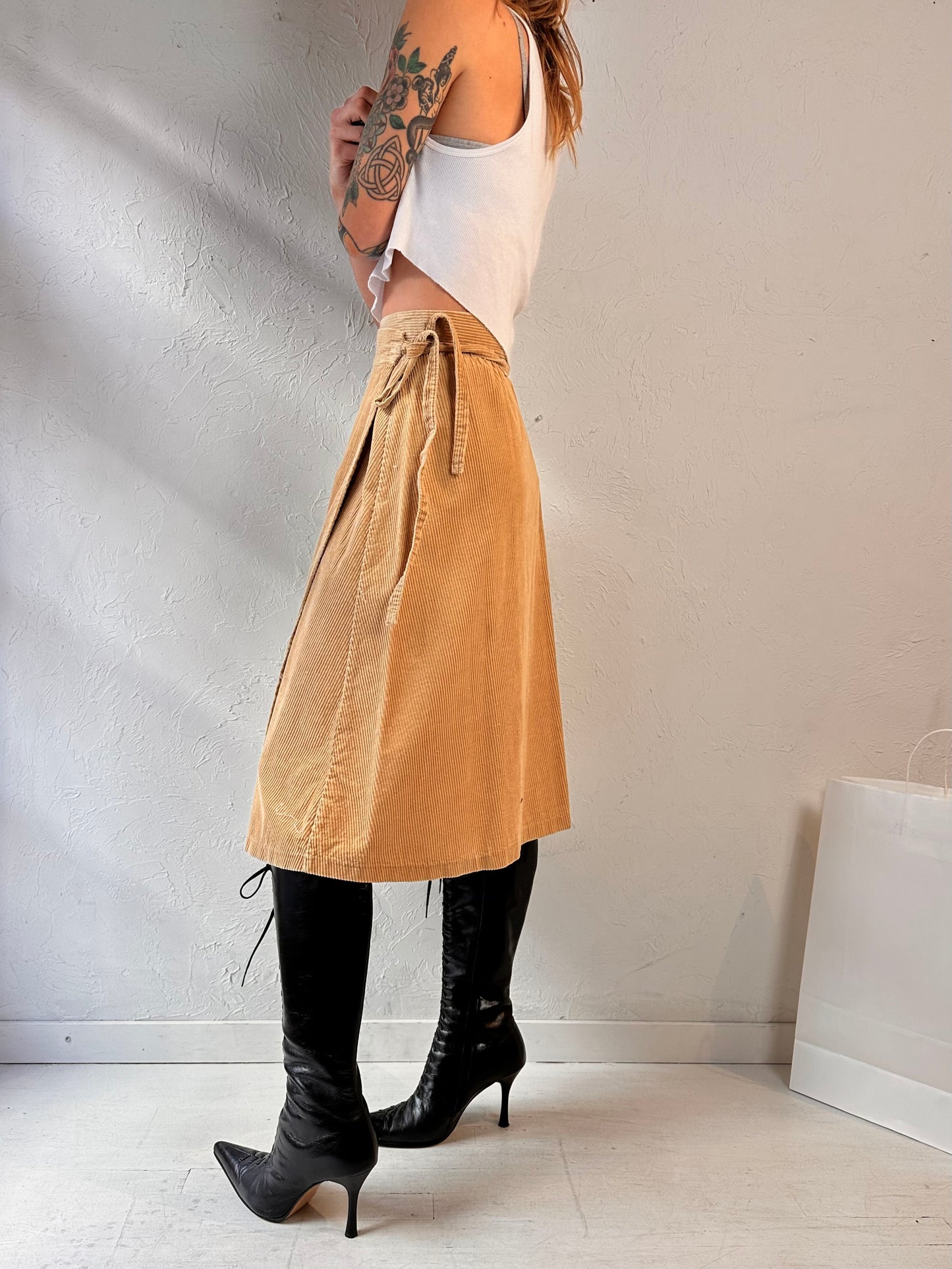 80s 'Coincidence' Corduroy Wrap Skirt / Small