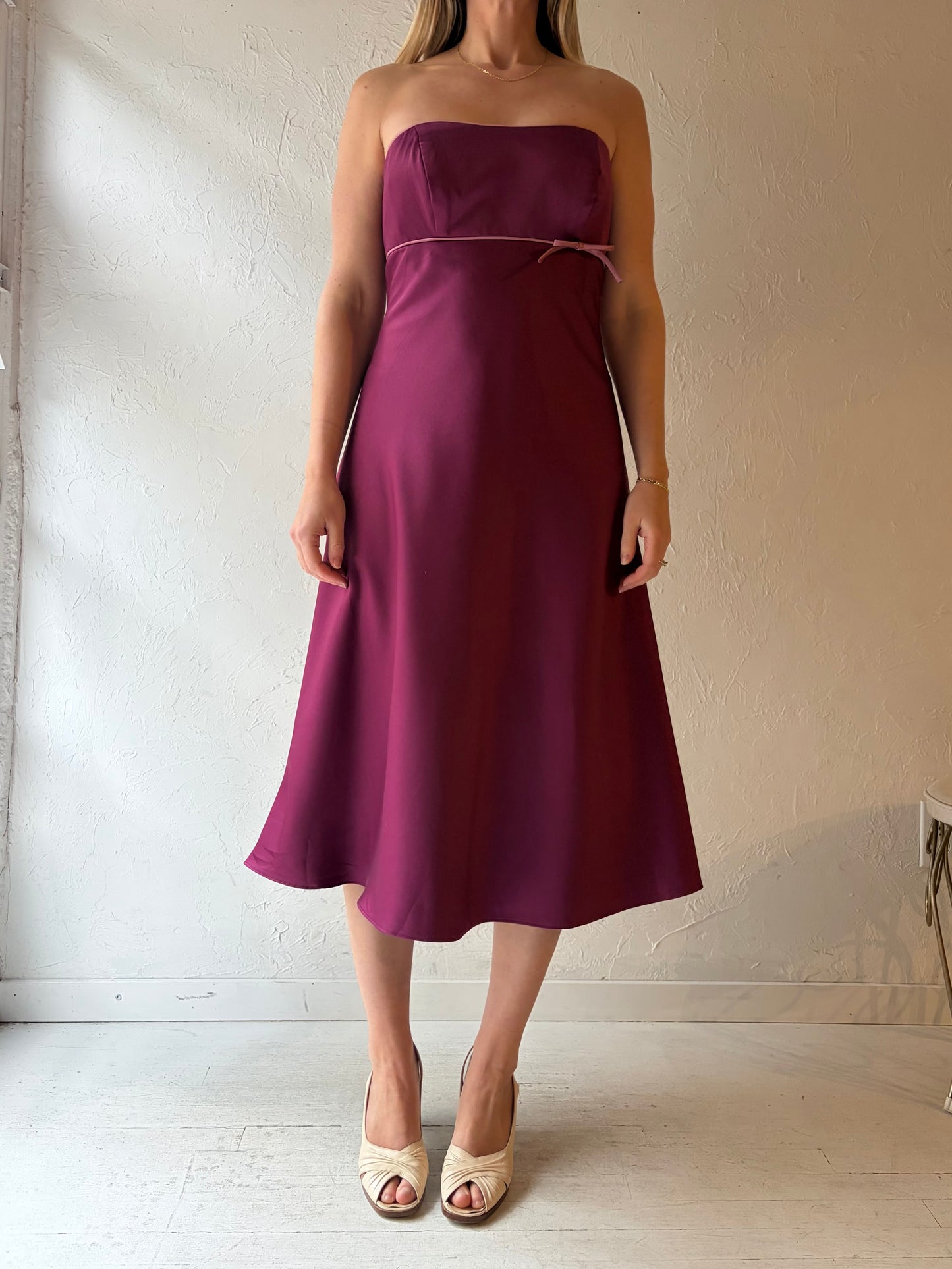 Y2k 'Alfred Angelo' Purple Strapless Formal Midi 2000s Prom Dress / Medium