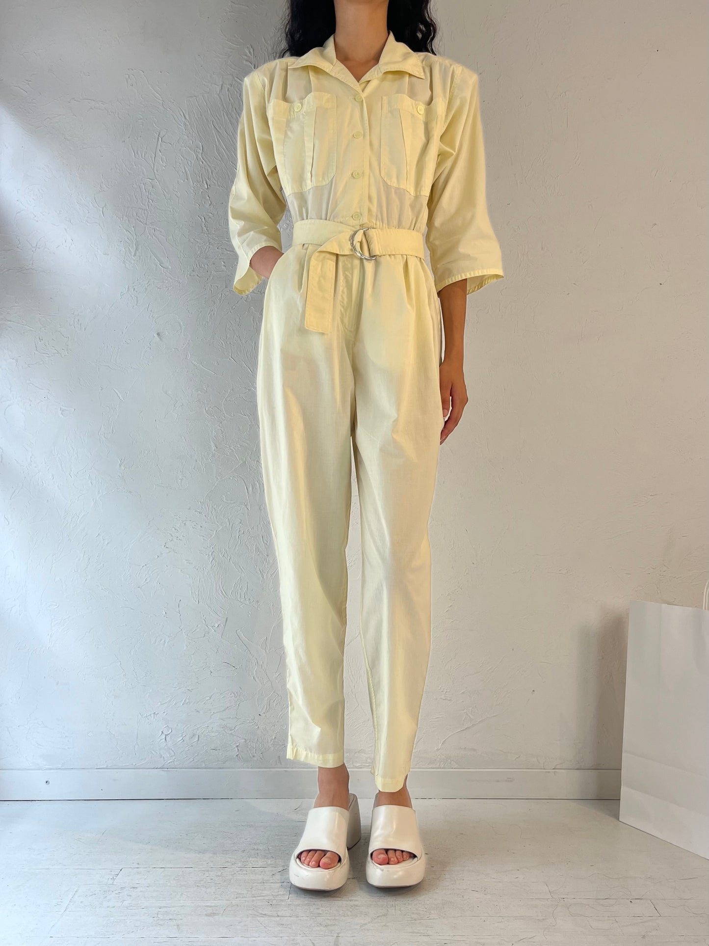 Vintage 'E'Tiole' Cream Jumpsuit / Small