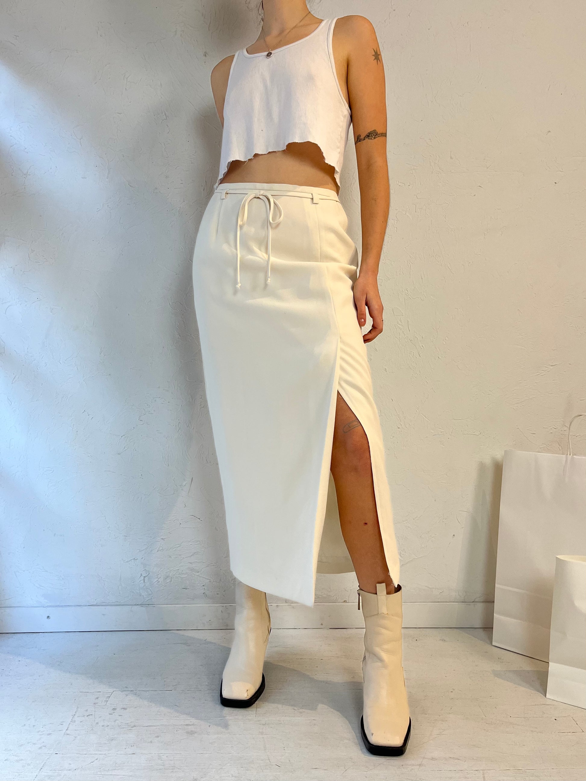80s 90s 'Mister Leonard' Creamy White Skirt / Small - Medium