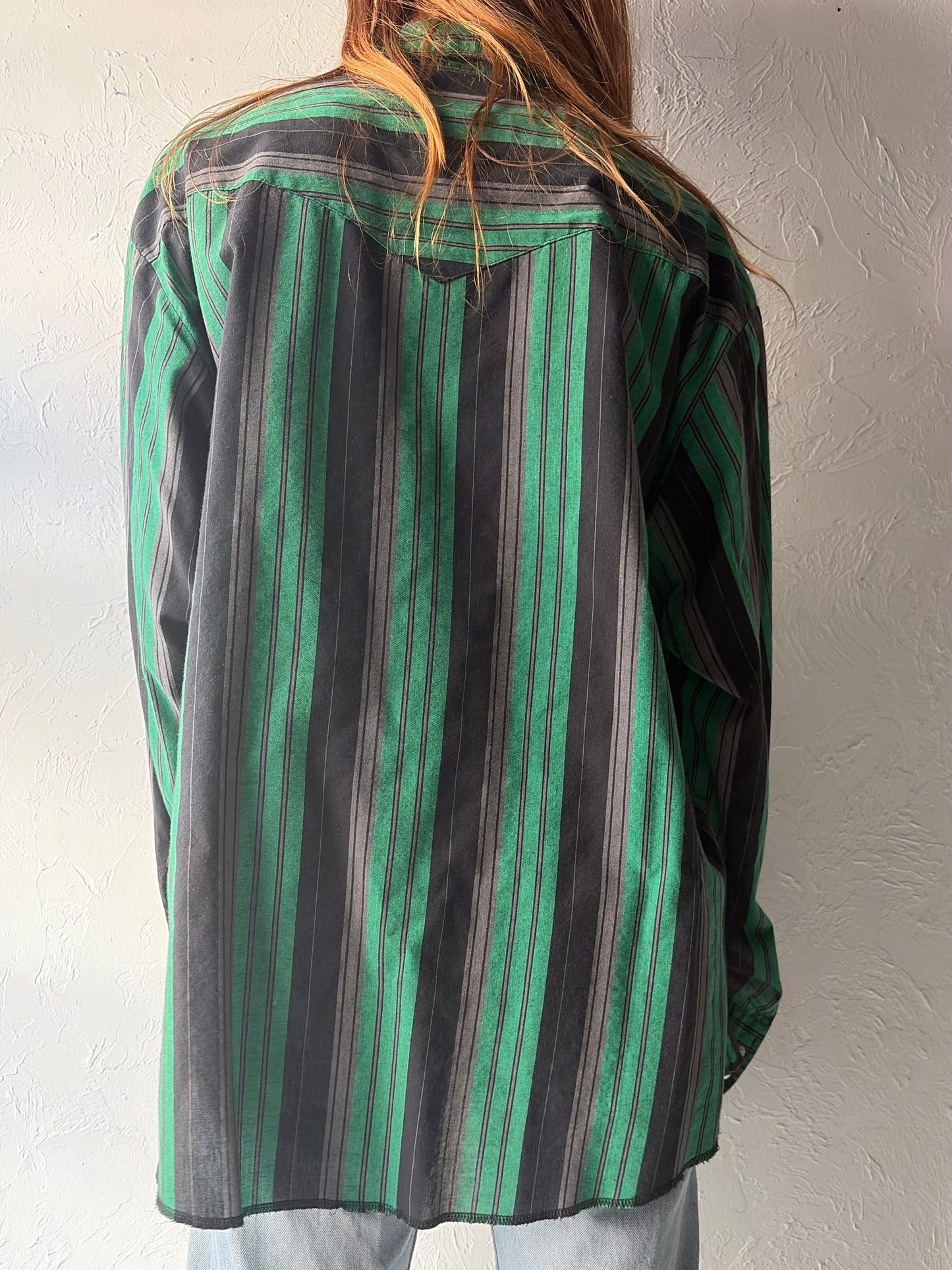 Vintage 'Wrangler' Western Striped Pearl Snap Shirt / XL