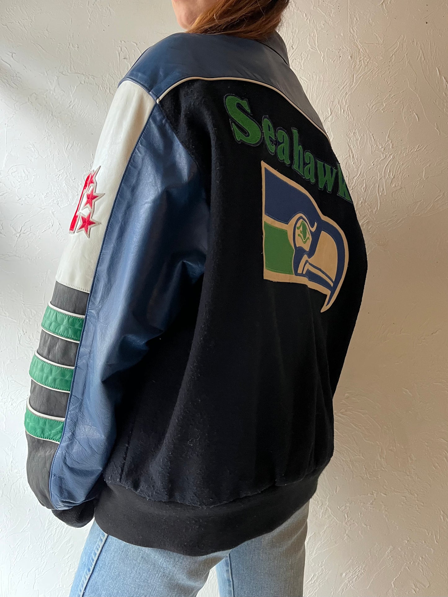 90s 'Seattle Seahhawks' Bomber Jacket / Medium