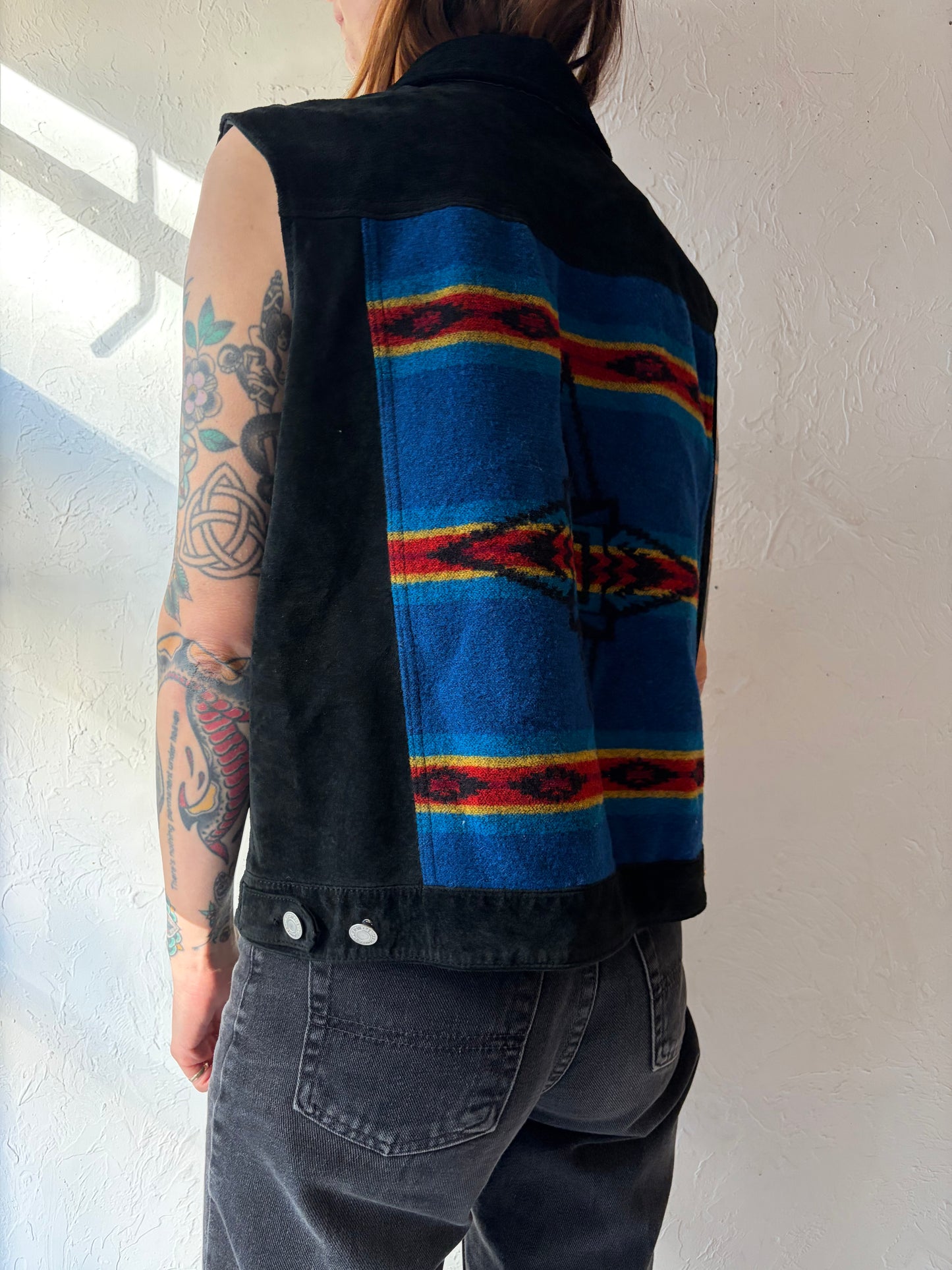 Vintage 'Pendleton' Black Suede Leather Vest / Medium