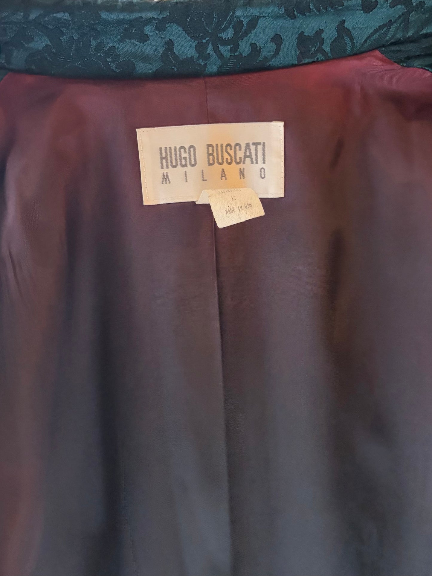 90s 'Hugo Buscati' Green Jacquard Jacket / Large