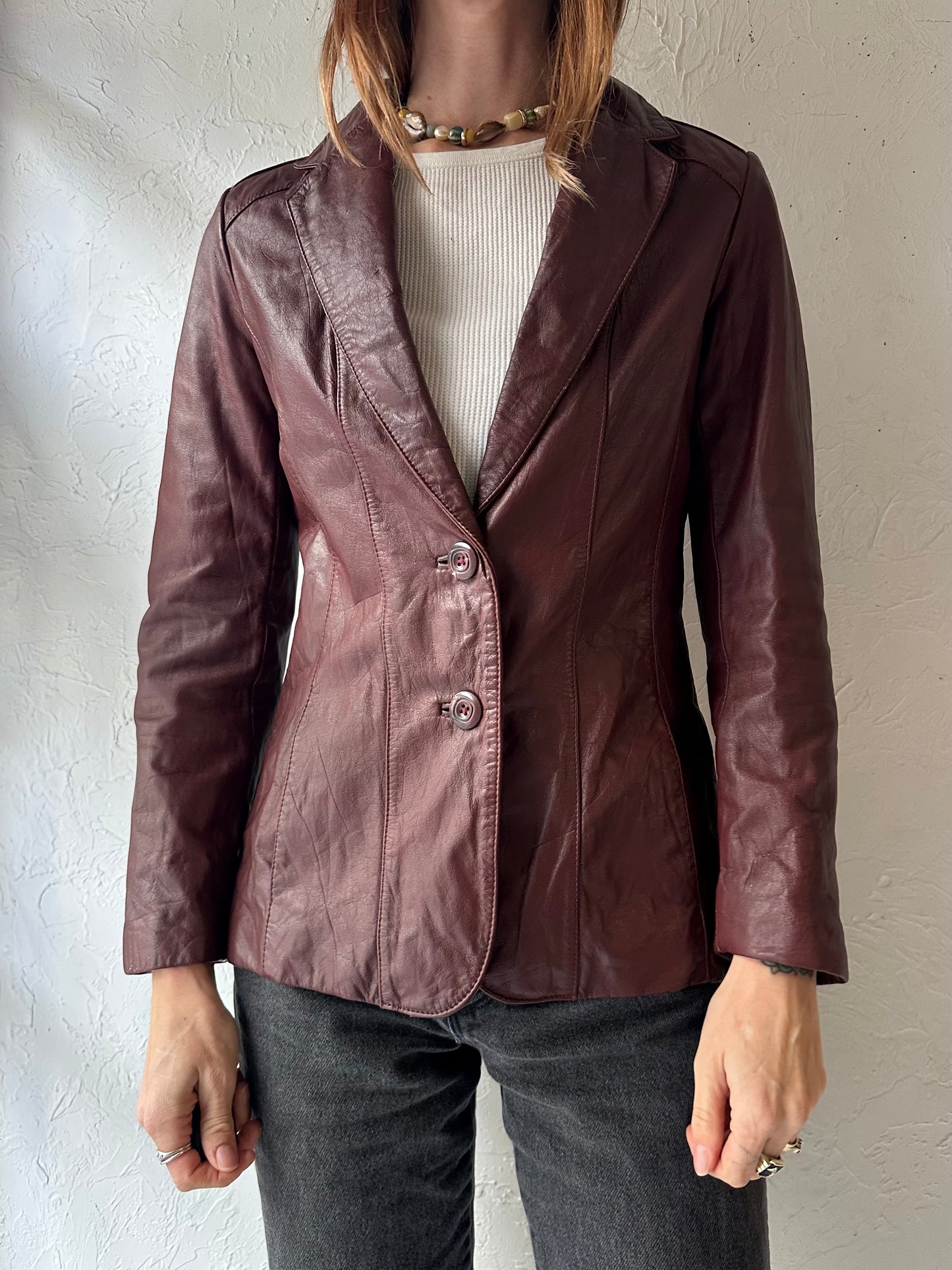 80s ‘Wilson’s’ Burgundy Leather Jacket / Small