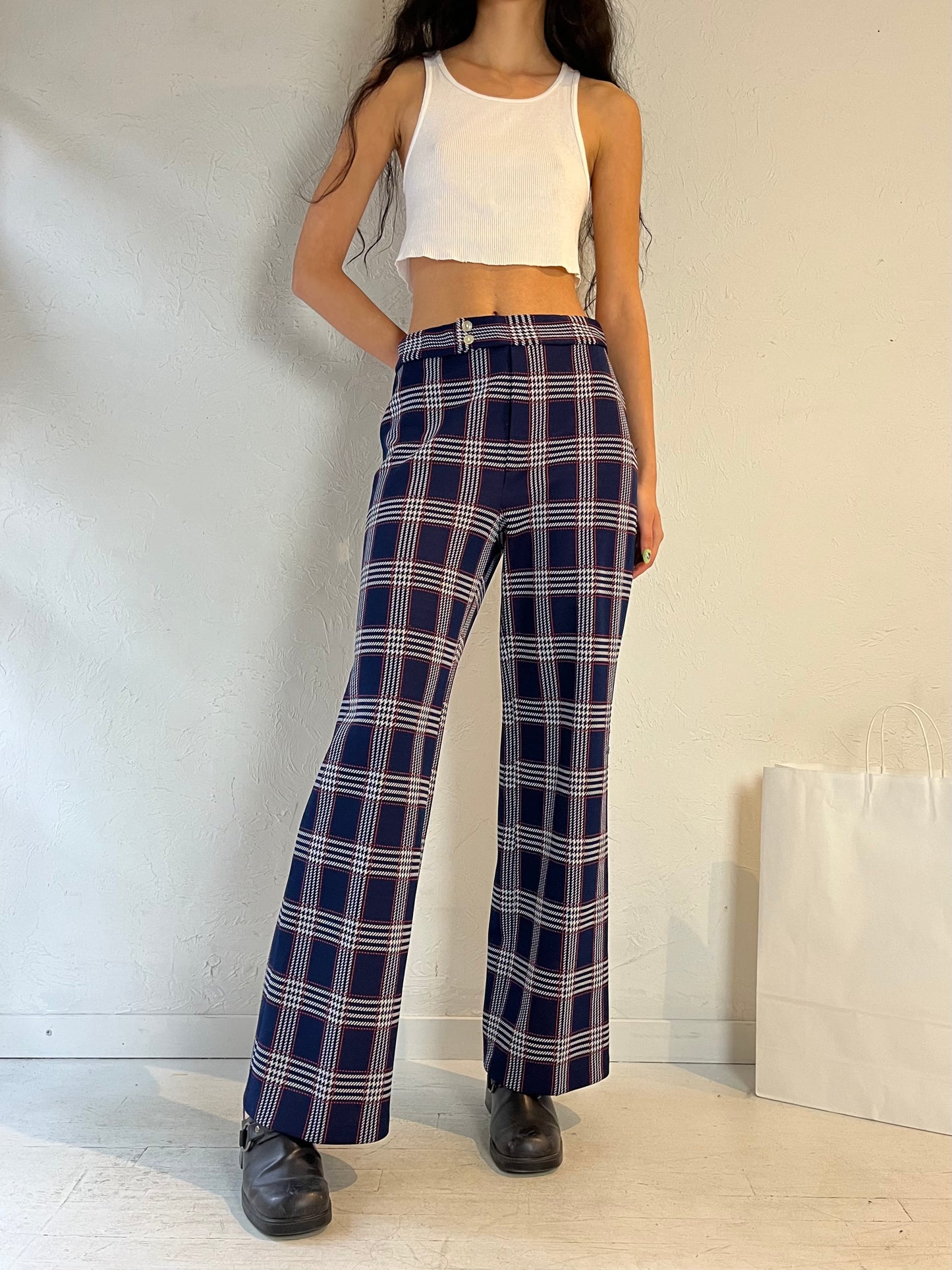 70s ‘Jack Winter’ Polyester Plaid Pants / Medium