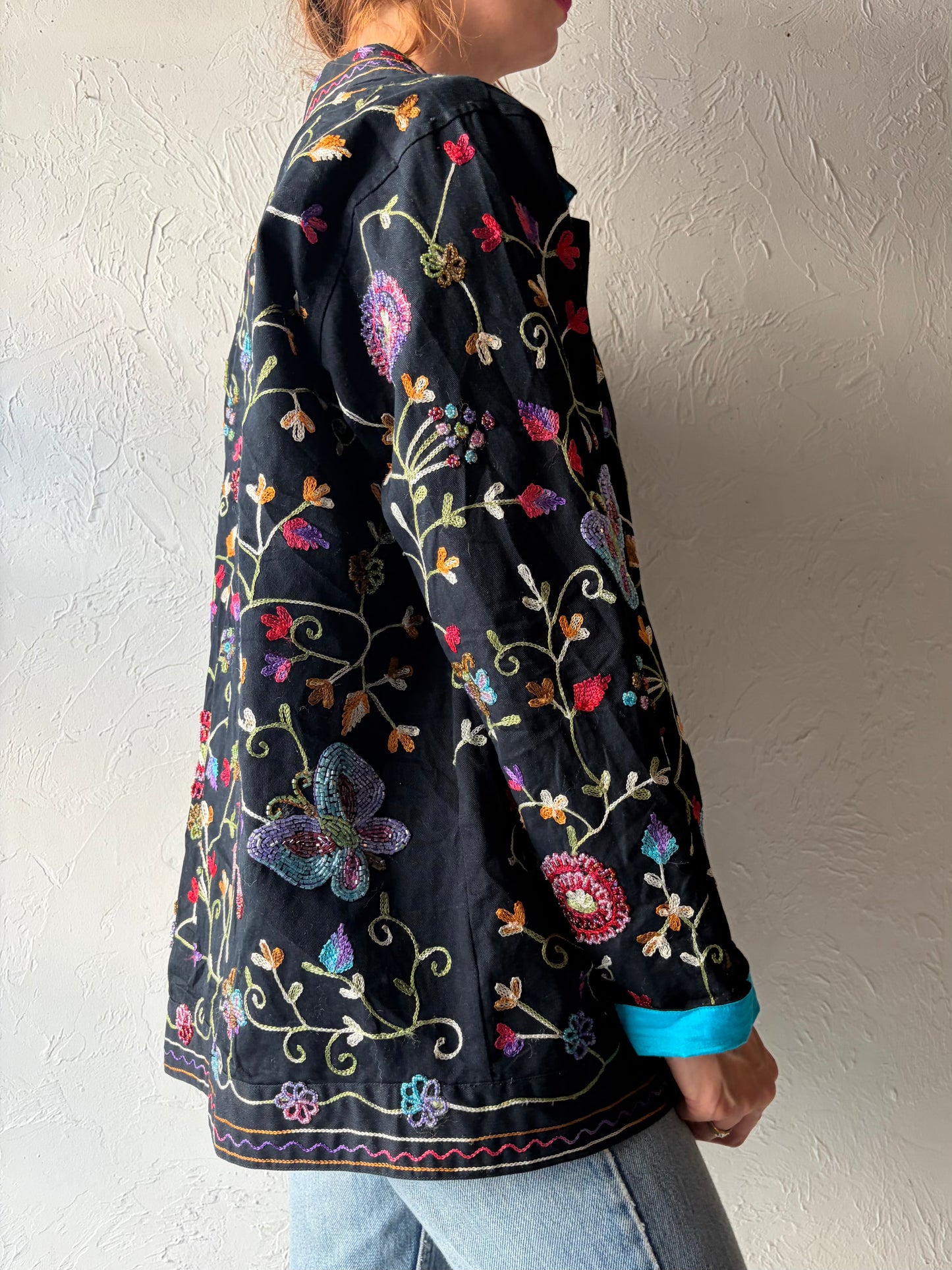 90s 'Quacker Factory' Embroidered Beaded Jacket / Small