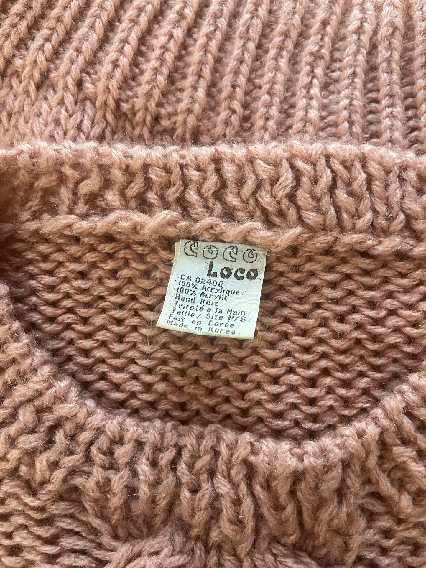 90s 'Coco Loco' Pink Acrylic Knit Sweater / Small