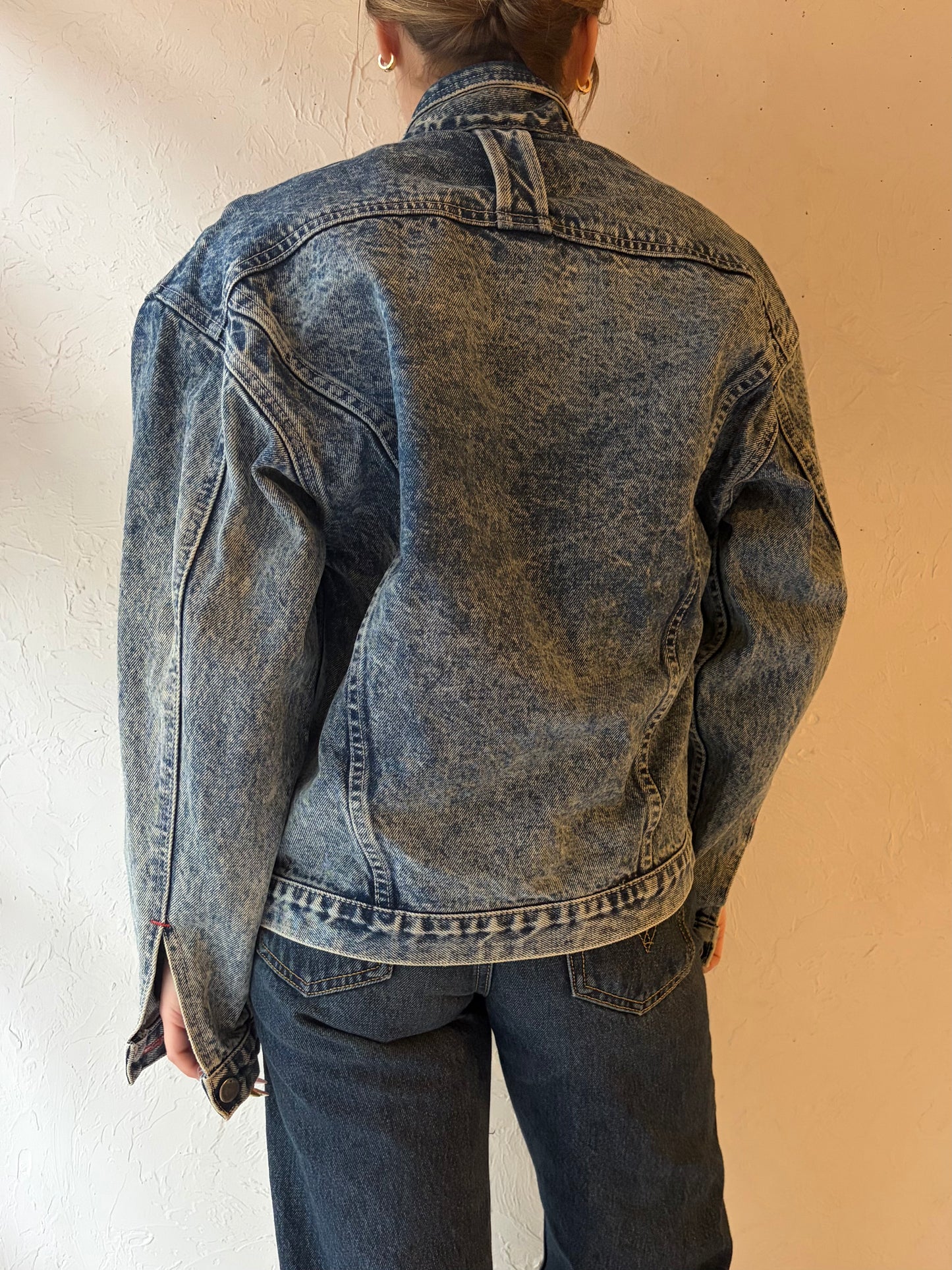 90s 'Silver' Acid Wash Denim Jacket / Small