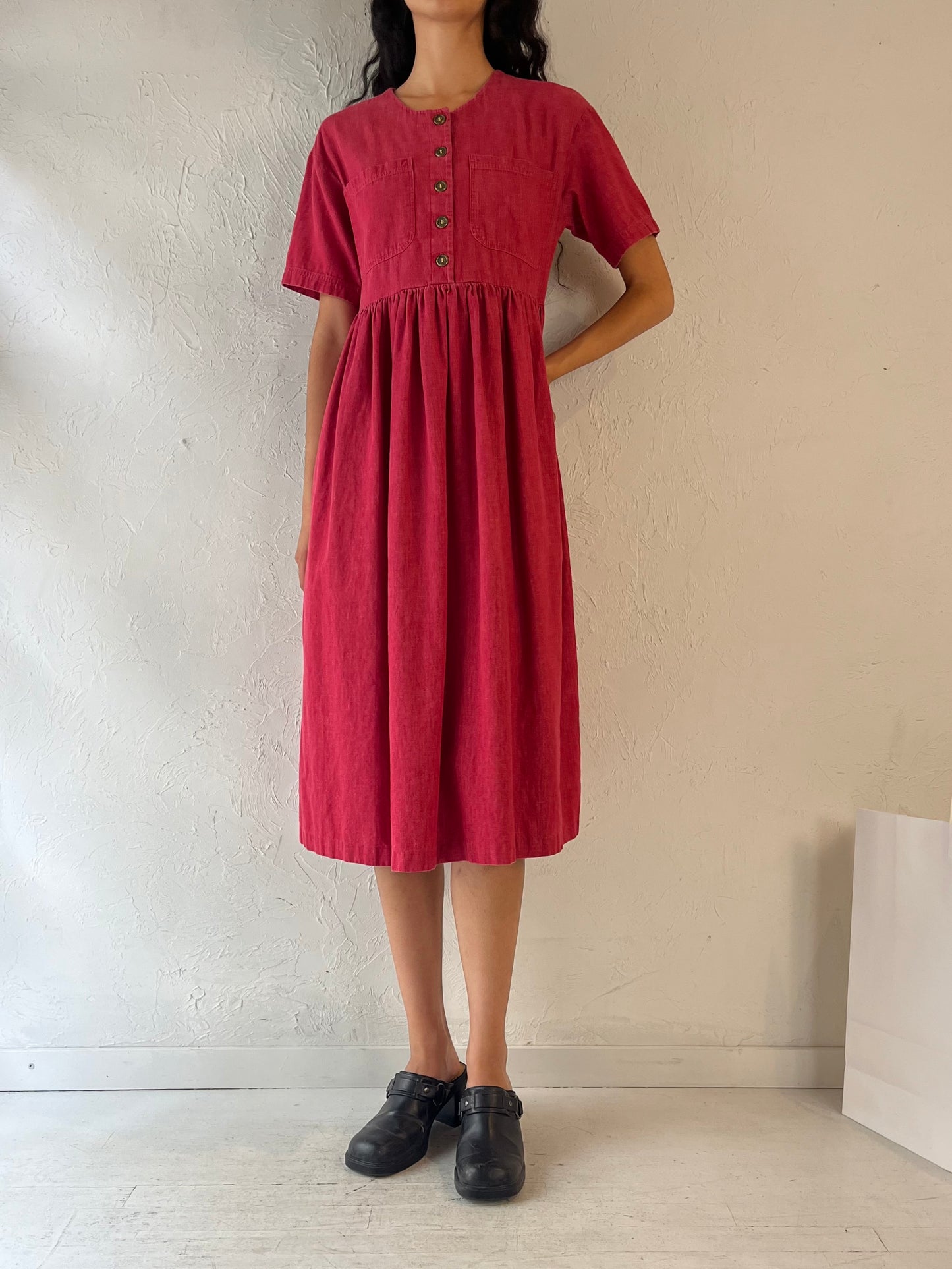 Vintage Handmade Red Midi Dress / Medium