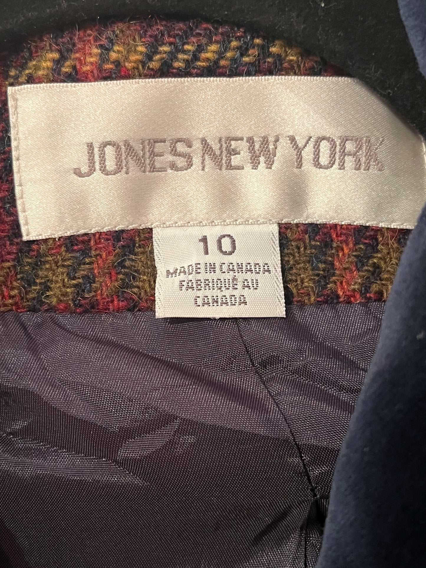 90s 'Jones New York' Knit Wool Plaid Blazer Jacket / Medium