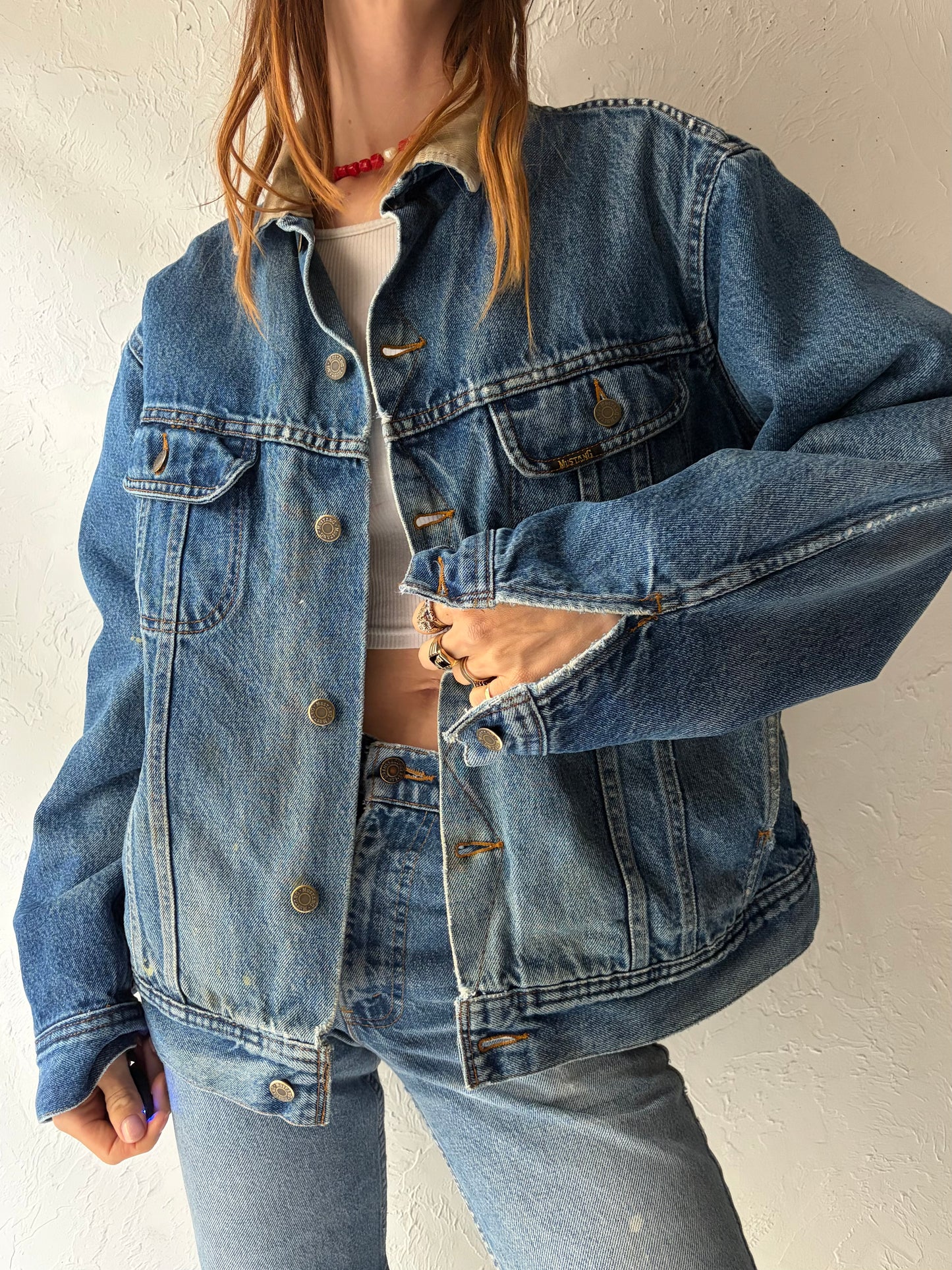 80s 'Mustang Stormrider' Blanket Lined Denim Jacket / Medium