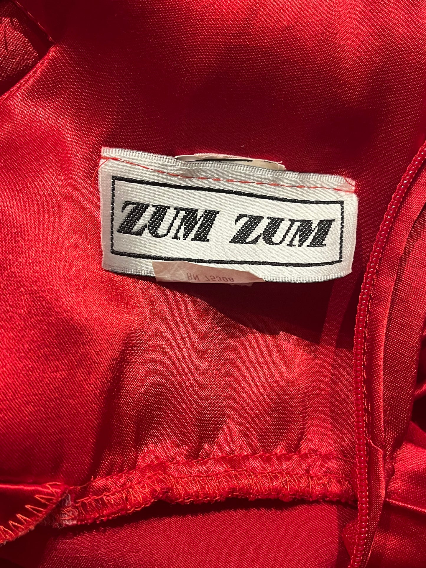 90s ‘Zum Zum’ Red Silky Formal Dress / Union Made / Medium