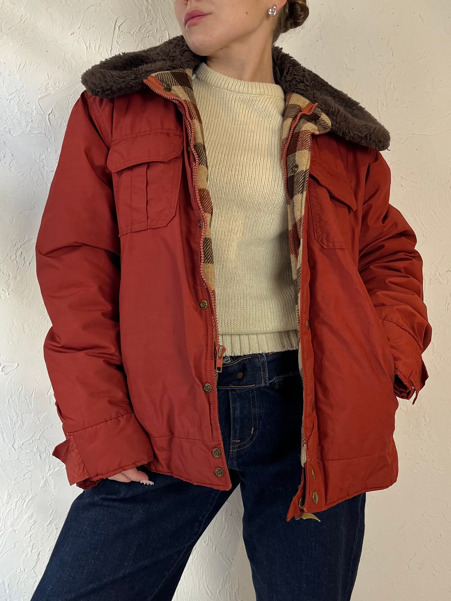 Vintage ‘Woolrich’ Orange Puffer Jacket / Large