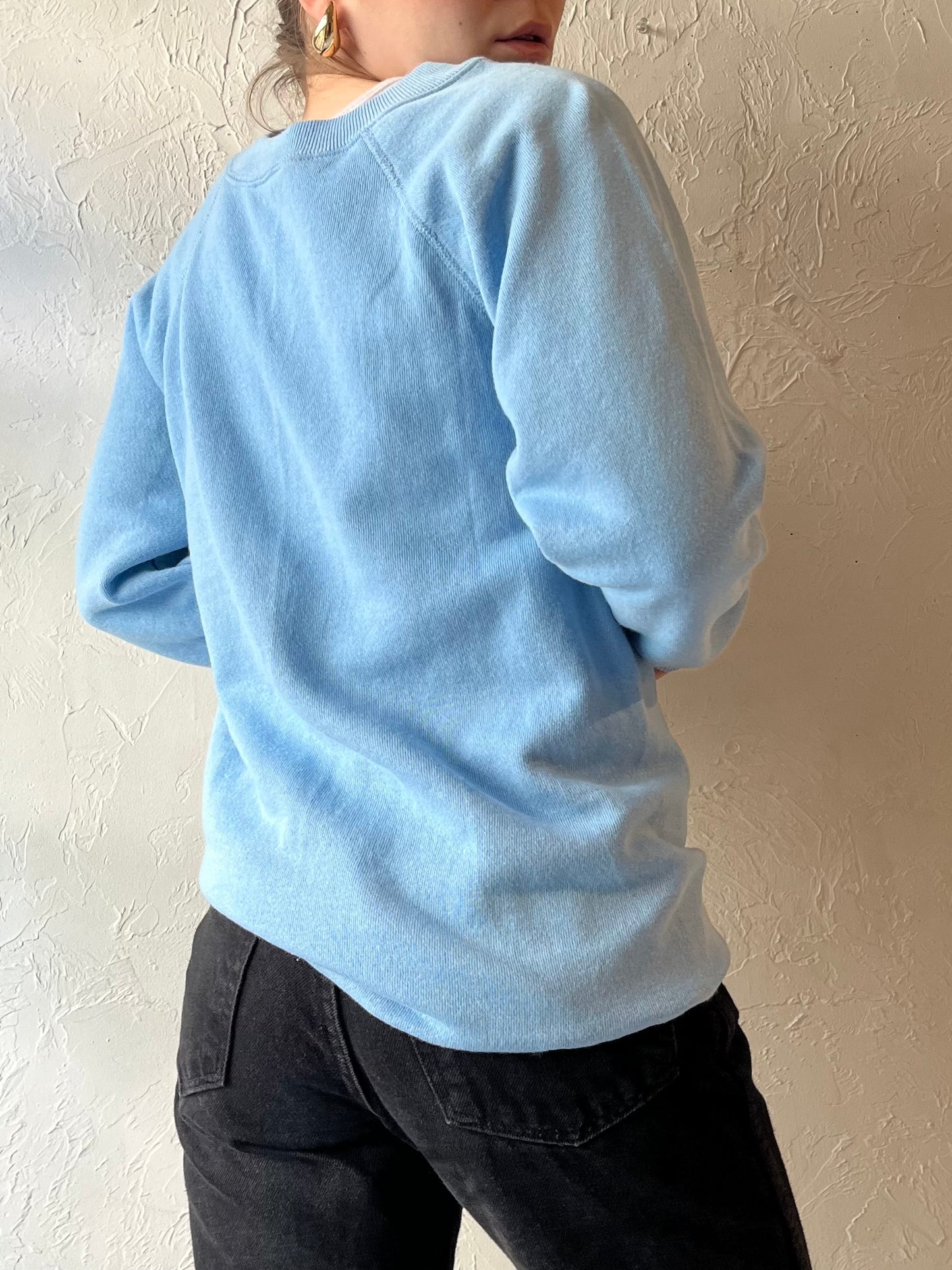 90s ‘Hanes’ Bike It Blue Crew Neck Sweatshirt / Medium