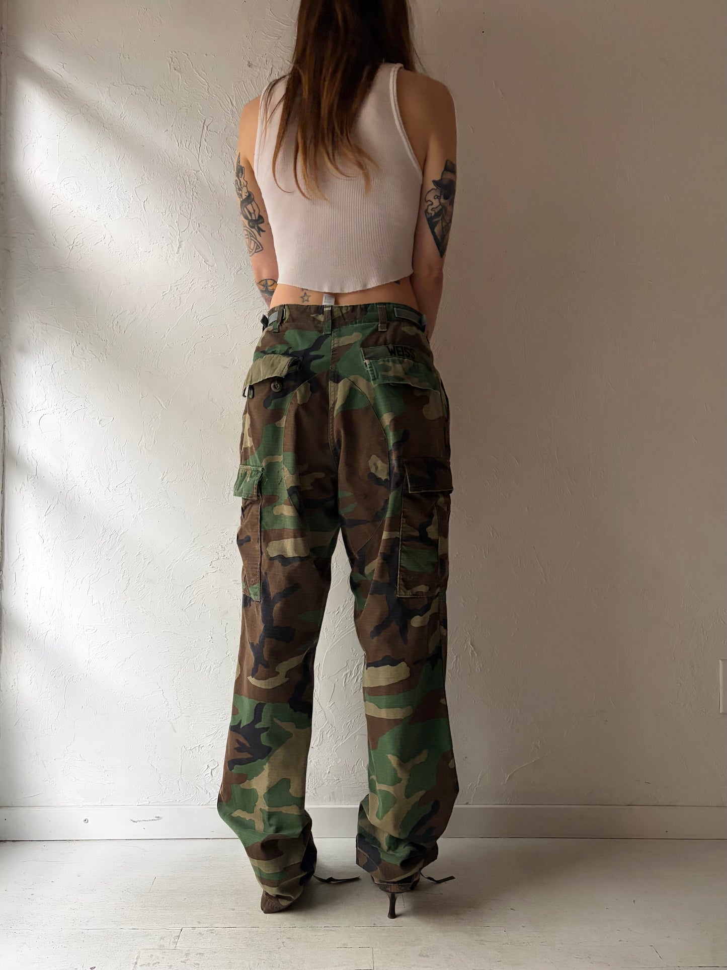 Vintage Authentic Army Cargo Camouflage Pants / Small