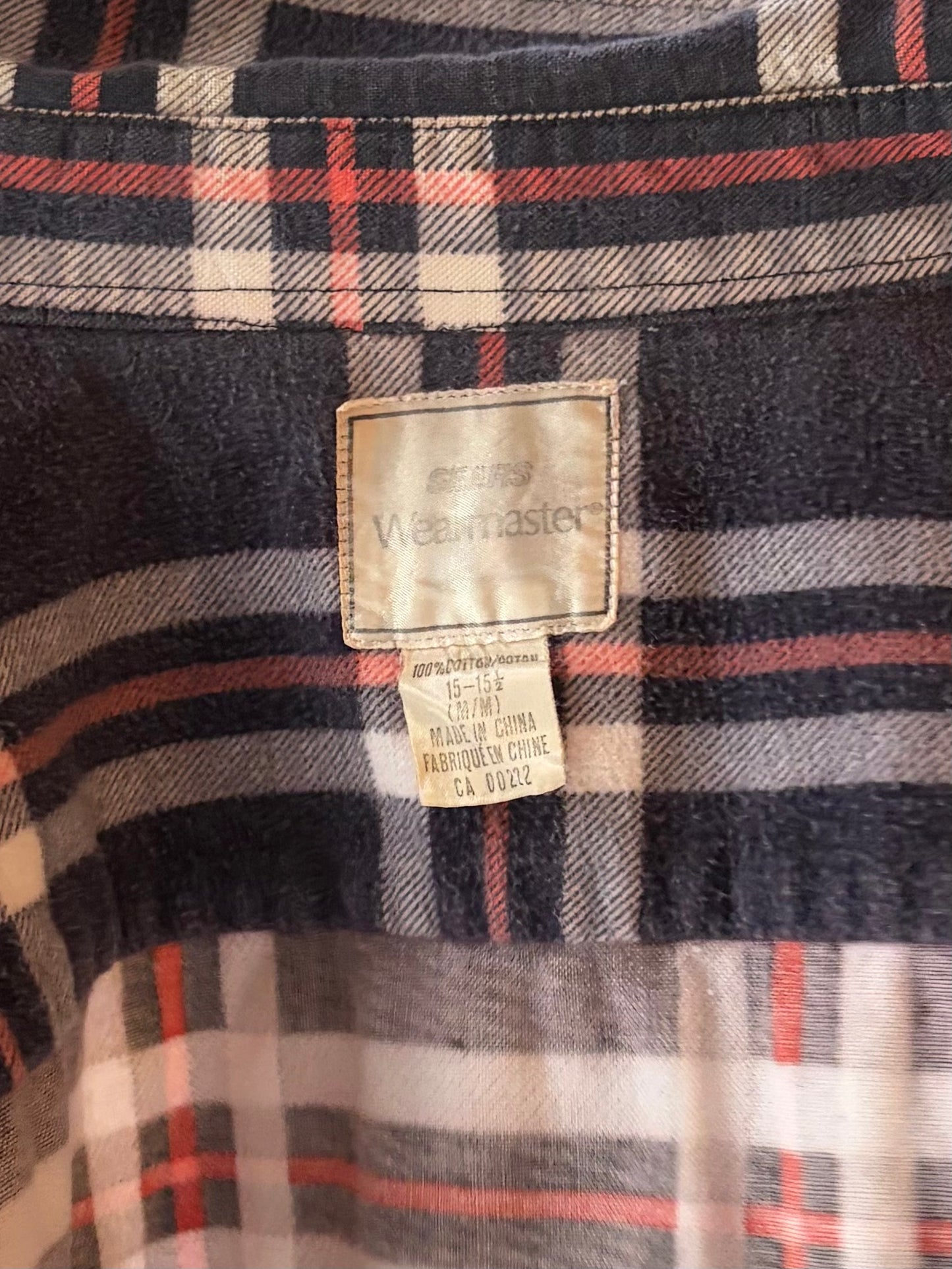 80s 'Sears Wearmaster' Cotton Plaid Shirt / Medium