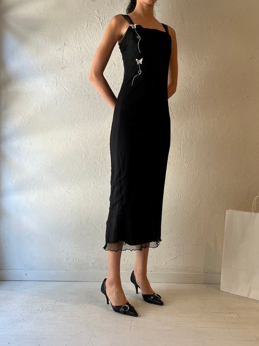 90s ‘M Studio’ Black Butterfly Dress / Medium