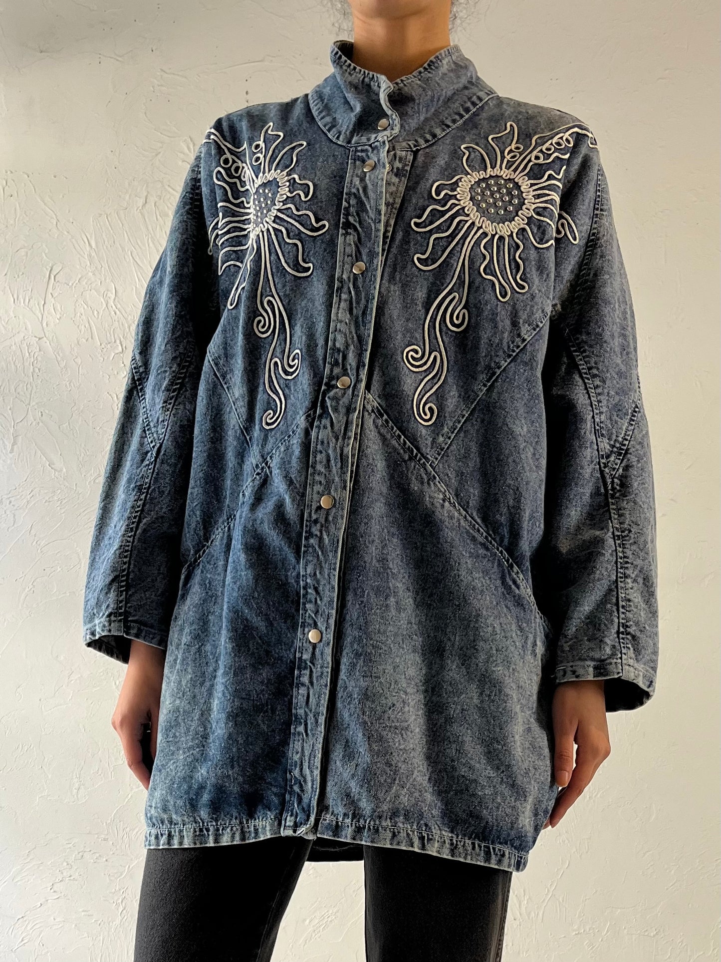 90s ‘Pado’ Acid Wash Denim Jacket / Large