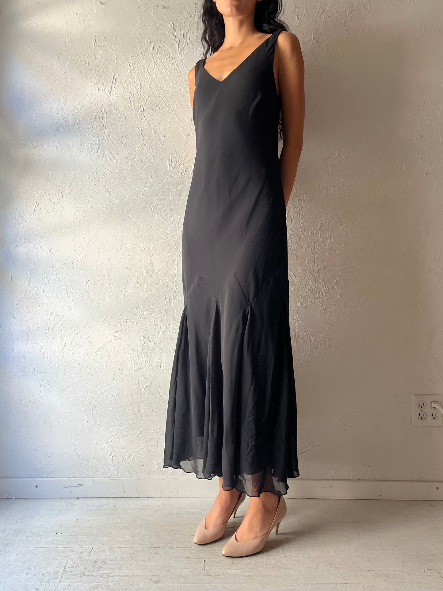 Y2k Vintage Black Romantic Gothcore Formal Maxi Dress / Large