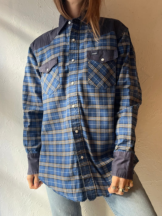 Vintage ‘Wrangler’ Starched Western Cotton Snap up Shirt / Large
