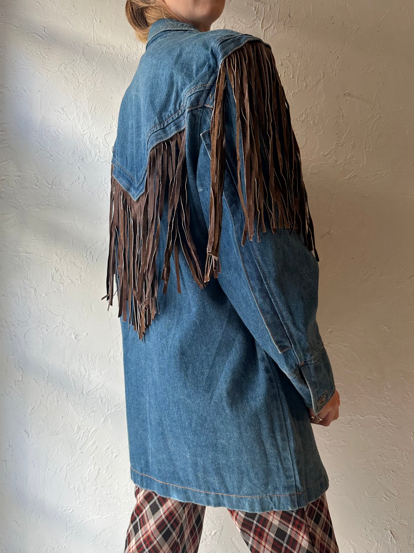 90s 'Whipp' Denim Fringe Jacket / Medium