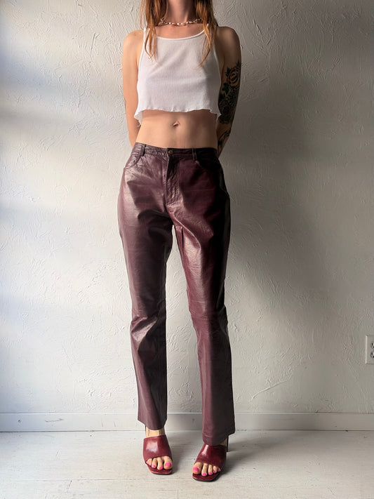 90s 'Tristan & Iseut' Burgundy Leather Pants / Small