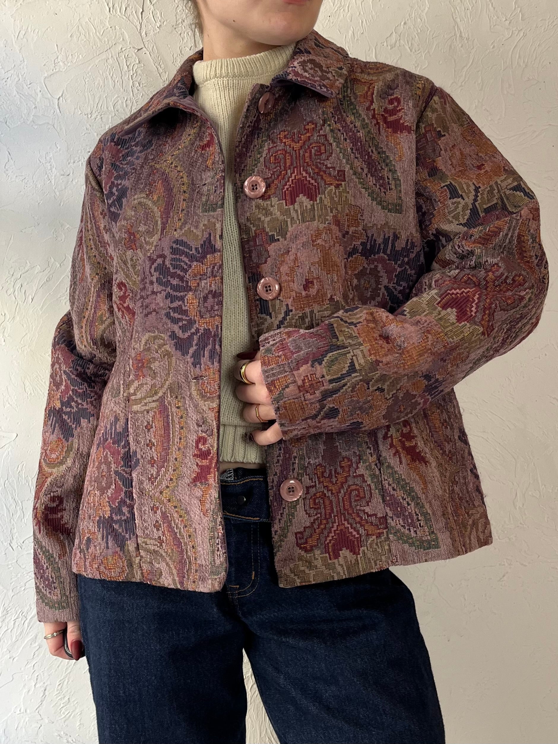 Y2k ‘Coldwater Creek’ Purple Tapestry Jacket / Small