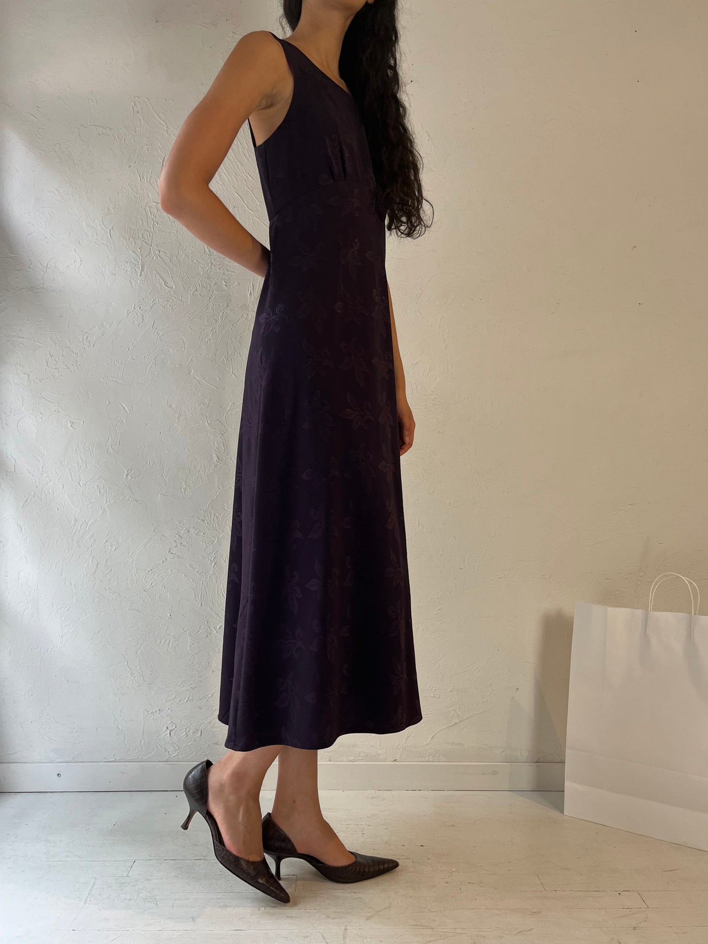 90s 'Maurices' Dark Purple Evening Dress / Small - Medium